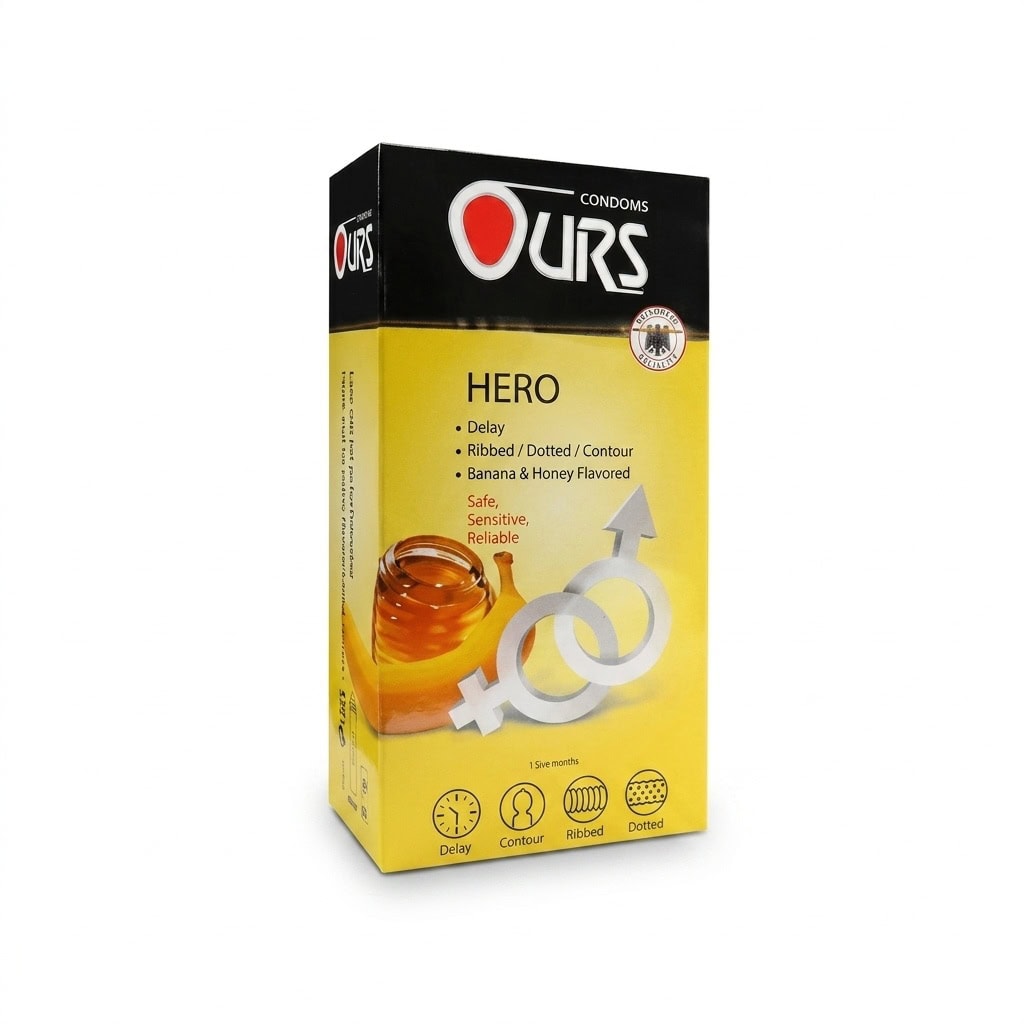 prod-1783682871497-0 کاندوم تاخیری و خاردار اورز مدل Hero بسته ۱۲ عددی